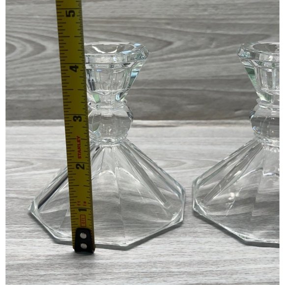 Vintage Hurricane Taper Candlesticks Lot of 2 Votive Glass Candle Holders - Picture 3 of 8